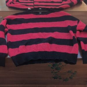 SHEIN Black and Red Striped Sweater